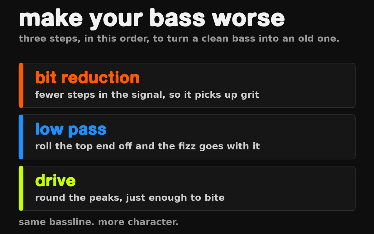how to make your bass sound old school (by making it worse)